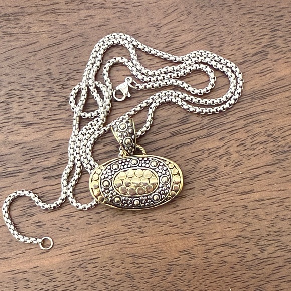 Designer inspired gold and silver tone necklace and heavy set chain - Picture 2 of 6